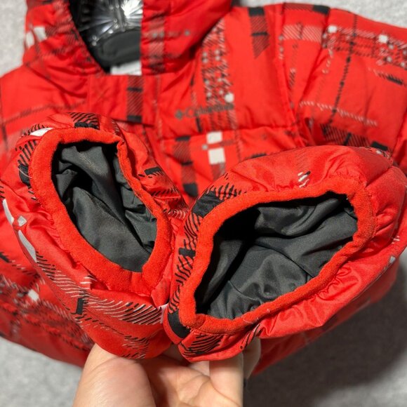 Columbia Snowsuit 6 months Snuggly Bunny Infant Bunting Red Plaid Down Filled - Picture 6 of 8